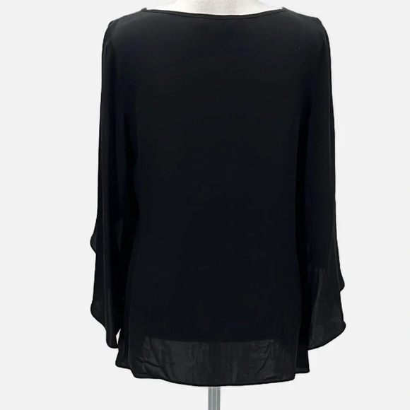 Milly Stretch Silk Butterfly Sleeve V Neck Blouse in Black - Size 6 - Picture 5 of 8